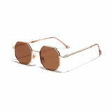 New Polygon Small Sunglasses Women Retro Round Metal Sun Glasses Men Brand Designer Hexagon Eyeglasses UV400