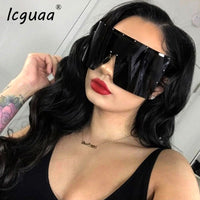 Trend Oversized Sunglasses Women Men Rivet Sun Glasses One-piece Windproof Goggles Mirror Sunglass UV400 Oversized Sunglasses