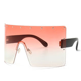 Trend Oversized Sunglasses Women Men Rivet Sun Glasses One-piece Windproof Goggles Mirror Sunglass UV400 Oversized Sunglasses