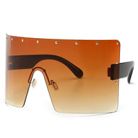 Trend Oversized Sunglasses Women Men Rivet Sun Glasses One-piece Windproof Goggles Mirror Sunglass UV400 Oversized Sunglasses