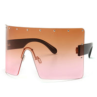 Trend Oversized Sunglasses Women Men Rivet Sun Glasses One-piece Windproof Goggles Mirror Sunglass UV400 Oversized Sunglasses