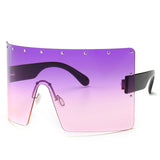 Trend Oversized Sunglasses Women Men Rivet Sun Glasses One-piece Windproof Goggles Mirror Sunglass UV400 Oversized Sunglasses