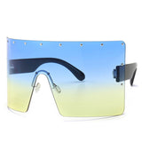 Trend Oversized Sunglasses Women Men Rivet Sun Glasses One-piece Windproof Goggles Mirror Sunglass UV400 Oversized Sunglasses