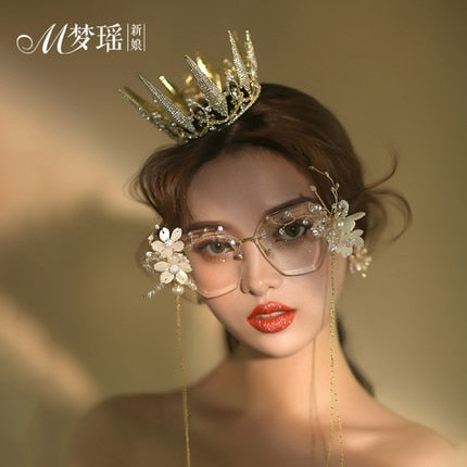 alloy metal fairy/dream/studio/rhinestone flower beading tassels photo shooting glasses/cosplay eyewear