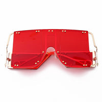 Fashion Square Sunglasses Women New Oversized Mirror Men Shades Glasses Luxury Brand Metal Rivet Trend Unique Female Eyewear