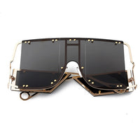 Fashion Square Sunglasses Women New Oversized Mirror Men Shades Glasses Luxury Brand Metal Rivet Trend Unique Female Eyewear