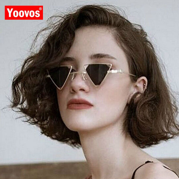 Yoovos 2019 New Punk Sunglasses Women Triangle Oculos New Vintage Glasses Openwork Metal Frame Fashion Sun Glasses Men Okulary