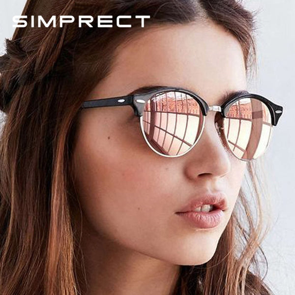 SIMPRECT Polarized Sunglasses Women 2019 Retro Sunglasses Round Mirror Sun Glasses For Women Vintage Sunglasses Zonnebril Dames