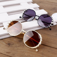 kids round metal children Pearl Sunglasses girl boy cute Eyewear Fashion Glasses shade UV400