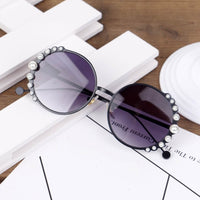 kids round metal children Pearl Sunglasses girl boy cute Eyewear Fashion Glasses shade UV400