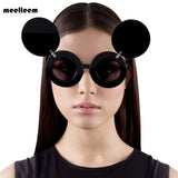 Round Flip Up Sunglasses Vintage Steampun Frame Women Double Layer Mickey Mouse Party Glasses Plastic Cosplay Eyewear