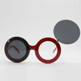 Round Flip Up Sunglasses Vintage Steampun Frame Women Double Layer Mickey Mouse Party Glasses Plastic Cosplay Eyewear