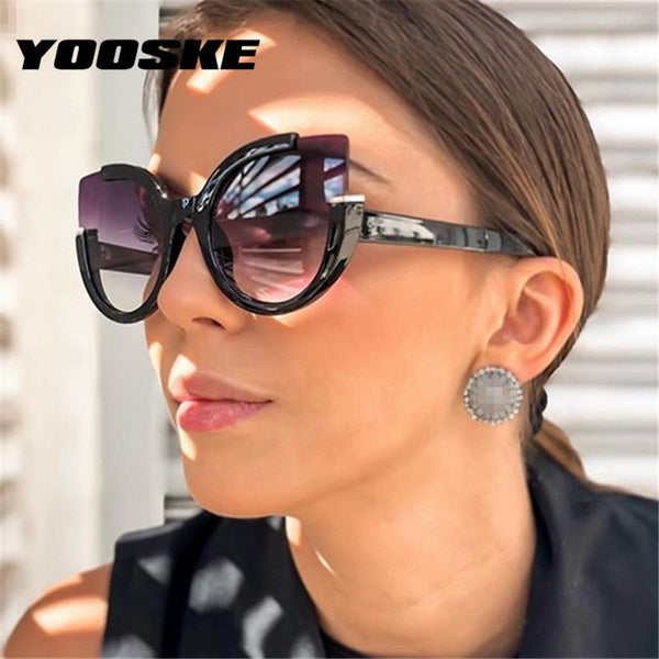 YOOSKE Sexy Cat Eye Sunglasses Women Brand Designer Mirror Sun Glasses Ladies Gradient Lens Shades for Women Eyewear UV400