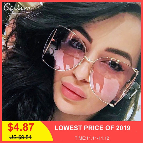 Fashion Oversized Sunglasses Women 2019 Brand Designer Big Square Sun Glasses Pearl Decoration Cat Eye Shades Butterfly Eyewear