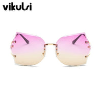 2017 Fashion Vintage Rimless Sunglasses Women High Quality Gradient Women Rimless Sun Glasses ladies pink Clear Glasses Female