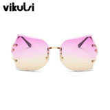 2017 Fashion Vintage Rimless Sunglasses Women High Quality Gradient Women Rimless Sun Glasses ladies pink Clear Glasses Female