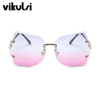 2017 Fashion Vintage Rimless Sunglasses Women High Quality Gradient Women Rimless Sun Glasses ladies pink Clear Glasses Female