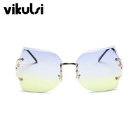 2017 Fashion Vintage Rimless Sunglasses Women High Quality Gradient Women Rimless Sun Glasses ladies pink Clear Glasses Female