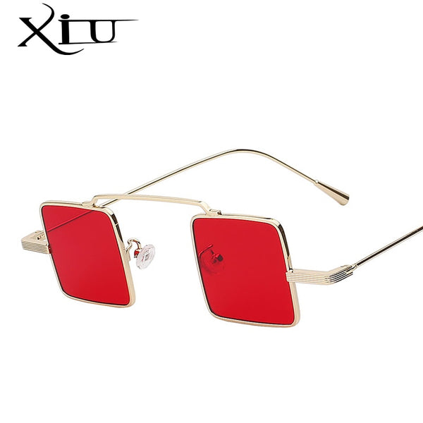 XIU Unique Vintage Sunglasses Men Square Shades Classic Steampunk Sunglasses Women Brand Designer Fashion Sea Color Lens UV400