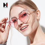 SHAUNA Metal Hinge Popular Heart Sharp Women Cat Eye Sunglasses Fashion Glitter Pink Glasses UV400