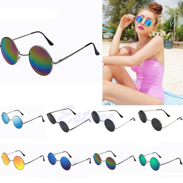 Vintage Men Women Sunglasses Hippie Retro Round Metal Eyeglasses Glasses Eyewear Alloy mirror sunglass ray female oculos de sol