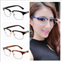 Semi-rimless Glasses Frames Classic Popular Resin Men Women Ladies Decorative Reading Glasses Frames No Degree