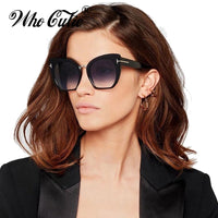 WHO CUTIE 2018 Half Frame Tom Rimless Sunglasses Women Men Brand Designer Female Oversized Square Sun Glasses CE Shades OM694