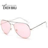 DIDI Clear Pink Sunglasses Women Men Ocean Blue Transparent Sun Glasses Candy Color Eyewear Pilot Yellow Lens Glasses Green W738