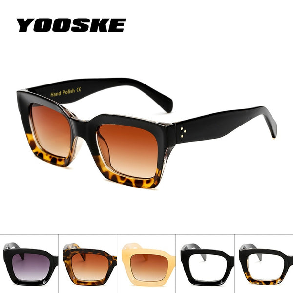 YOOSKE Men Rectangle Sunglasses Women Clear Colorful Frame  Sun Glasses For Lady Shades UV400 Sunglass Vintage Womens Glasses