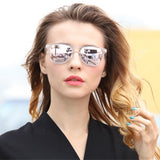 Long Keeper Mirror Reflective  Sunglasses Women Polarized UV400 Men Night Vision PC Transparent Frame Eyewear Male Sun Glasses