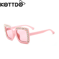 KOTTDO luxury Rhinestone Kids Sunglasses Square Sun Glasses Children Baby Sunglasses Boys Girls Okulary Oculos De Sol Feminino