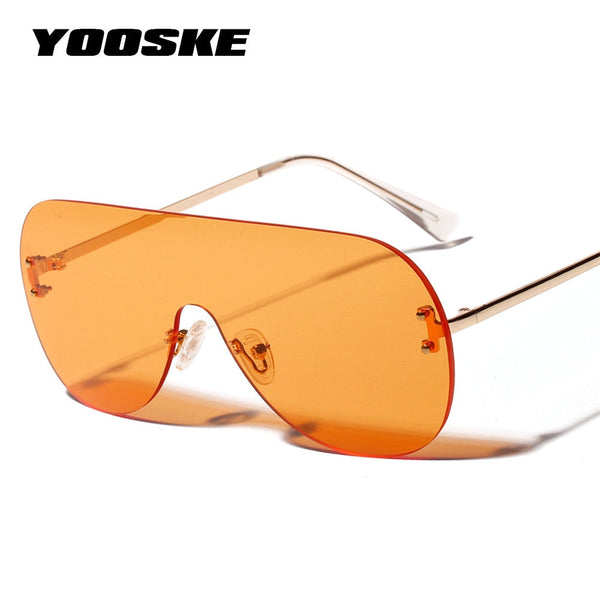 YOOSKE 2019 Oversized Sunglasses Women Vintage Luxury Brand Designer Sun glasses For Women Brown Black Red Orange Eyewear UV400