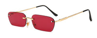 SHAUNA Fashion Rimless Sunglasses Trending Clear Red Blue Yellow Men Square Shades