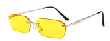 SHAUNA Fashion Rimless Sunglasses Trending Clear Red Blue Yellow Men Square Shades