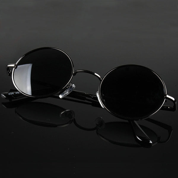 Retro Classic Vintage Round Polarized Sunglasses Men Brand Designer Sun Glasses Women Metal Frame Black lens Eyewear Driving