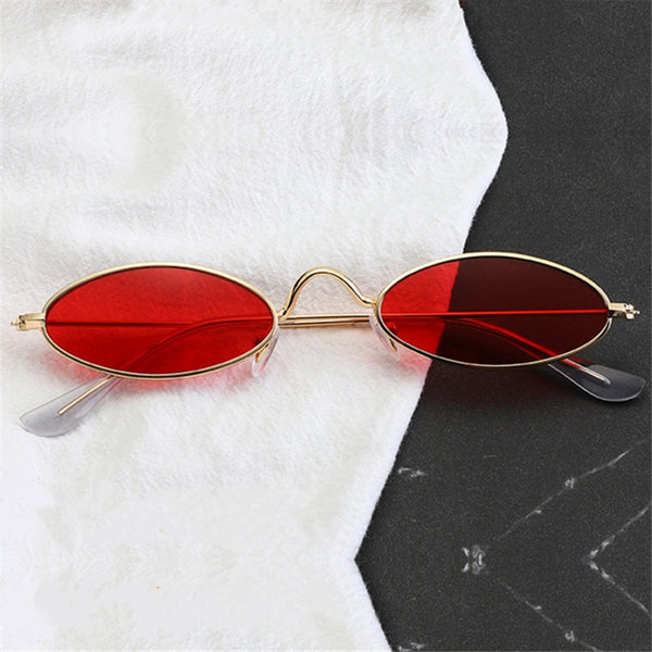 NYWOOH Red Oval Sunglasses Men Women Luxury Brand Designer Vintage Sun Glasses  Female Male Metal Small Round Eyewear