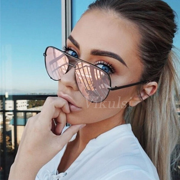 New Brand Designer Fashion Sunglasses Women's Oversized Pilot Sun glasses For Women Luxury Shades 2019 New Lunettes Femme UV400