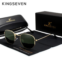 KINGSEVEN 2019 Classic Reflective Sunglasses Men Hexagon Retro Sun glasses Stainless Steel Eyewear Oculos Gafas De Sol Shades