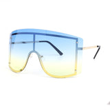 Fashion Oversized Blue Yellow Gradient Sunglasses Women 2019 Luxulry Brand Designer Red Rimless Metal Female Sun Glasses Shades