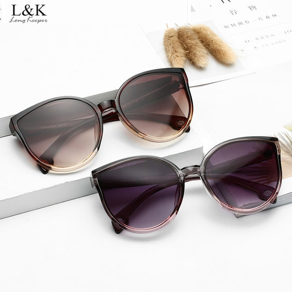 Long Keeper Cat Eye Sunglasses Women Men Vintage Gradient Glasses Retro Sun Glasses Female Eyewear UV400 Fashion Drive Outdoor